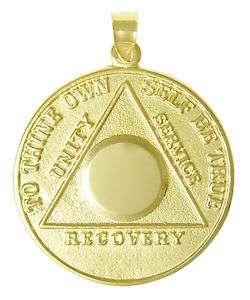 AA Alcoholics Anonymous Jewelry Pendant, Solid 10K Gold, Large 