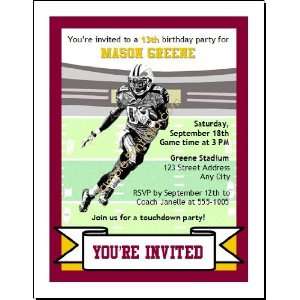   Redskins Colored Football Birthday Party Invitation 2 