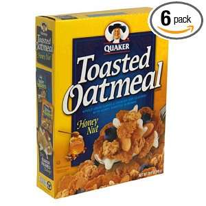 Quaker Toasted Oatmeal Honey Nut Cereal, 15.7 Ounce Boxes (Pack of 6 