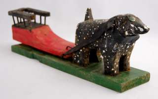   folk art primitive carving listed quebec canadian artist dog dog sled