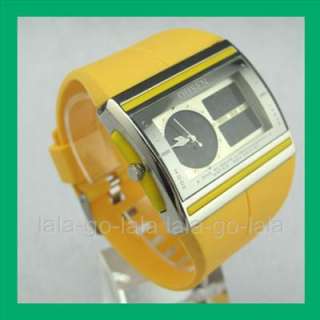 OHSEN Mens Quartz Digital Analog Stop Sport Wrist Watch Yellow  