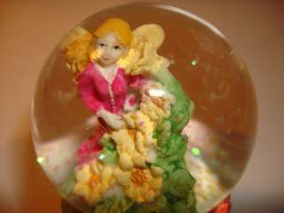 FUCHSIA FAIRY ANGEL SUN FLOWERS BUTTERFLY SNOW GLOBE  