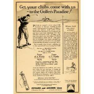  1926 Ad Cunard & Anchor Lines Vintage Golf Salem Witch 