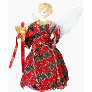  7 Black and Red Feathered Angel with Flower Christmas 