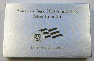   American Silver Eagle 20th Anniversary 3 Coin Set US Mint Free Insured