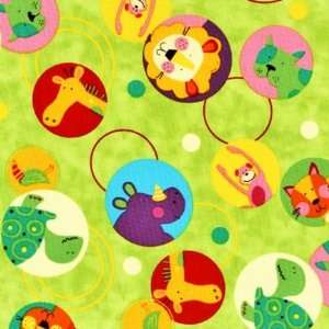  Quilting Fabric Animal Party Green faces Arts, Crafts 