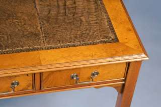 English Antique Style Burl Walnut Writing Desk Table  