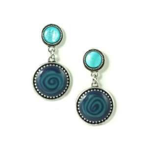    Blue Moonstone Accent Vintage Style Circles Drop Earrings Jewelry