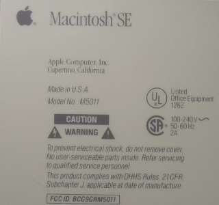 Vintage* Apple M5011 Macintosh SE   Works  