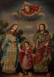  Earthly Trinity~Peru Original Art Santos Icon Oil Painting On Canvas