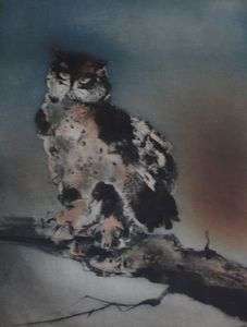 Kaiko Moti  Owl  Original Etching S/N Artwork  