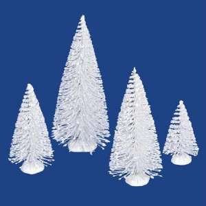   White Snow Flocked Artificial Mini Village Christmas Trees   Unlit