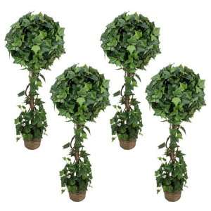 FOUR Pre Potted 4 Artificial English Ivy Topiary Plants  
