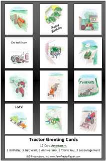 complete set of 12 assorted tractor greeting cards includes 3