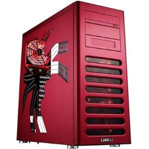 LI PC 8FIR Red Aluminum ATX Mid Tower Computer Case no Power Supply 