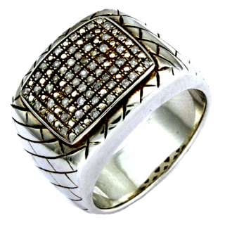 Sterling silver white diamond mens ring  