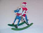 Wooden Toy Rocking Horse w/Baby Santa Cluas Riding