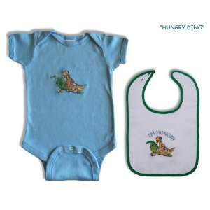  Baby Onesie and Bib. Gift Set 3 6 Mos Hungry Dino Baby