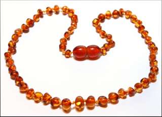 Genuine Baltic Amber Baby Teething Necklace From Lithuania Honey Color 