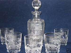Leaded Crystal Decanter and barware glasses  