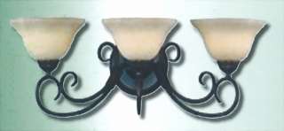 OIL RUBBED BRONZE 3 LIGHT TRUSCAN SCAVO GLASS BATH WALL FIXTURE *NIB 