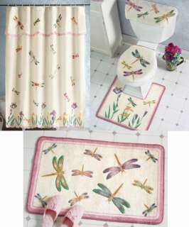   Butterfly Flower Floral Shower Curtain Bath Rug Set Door Hanger 3D