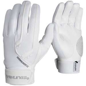 PR Rawlings Workhorse Batting Gloves All White SMALL  