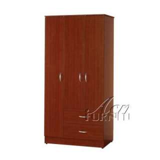 Olean Cherry Finish Tall Cabinets and Drawers Wardrobe  
