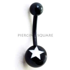 BIG STAR Belly Button Ring Navel Piercing Dangle 14g  