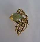 Siamese Fighting Fish Gold Tone Enamel AB Rhinestone Costume Jewelry 