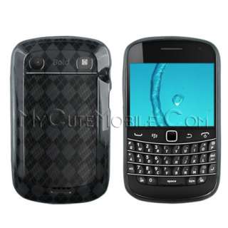 BlackBerry Bold Touch 9900/ 9930 Case   Smoke Argyle TPU Skin Pouch 
