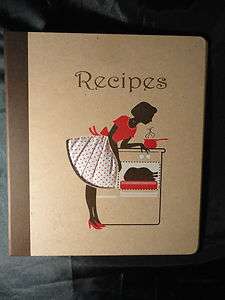 Recipe organiser / blank recipe book vintage / retro 50s style red 