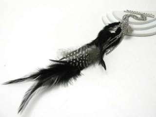 Handcrafted Crystal Rhinestone Black Feather Hair Clip  