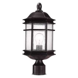 NEW 1 Light Lg Outdoor Post Lamp Lighting Fixture, Black Bronze, Clear 