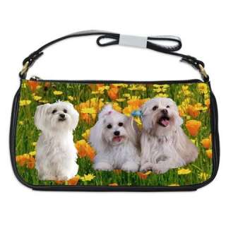 Maltese Dog Puppy Leather Shoulder Clutch Handbags Bag  