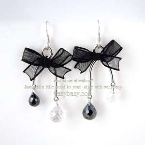 156 Korean Fashion a bow and water drop Earrings  