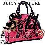 Juicy Couture Wallet Zip Around Clutch Pink Velour Gold SEQUIN STRIPE 