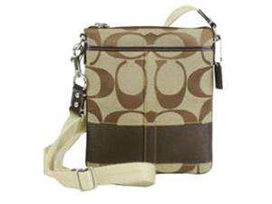    Coach Signature Stripe Swingpack Crossbody Messenger Bag 