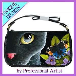 Shoulder Clutch Bag Purse painting Cat 557 butterfly  