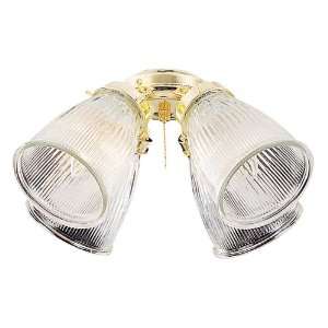   ECK756BB, 4 Light Clear Ribbed Bell Glass Light Kit, Bright Brass