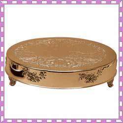 18 Round Wedding Gold Plate Cake Stand Plateau, New  
