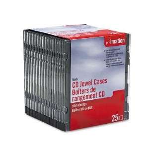  CD/DVD Slim Line Jewel Cases, Clear/Black, 25 per Pack 