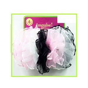  12 Packs of 6 Black Pink & White Chiffon Hair Twistees 