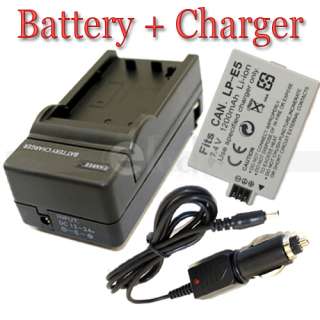 Battery + Charger for Canon EOS 450D Rebel XSi LP E5  