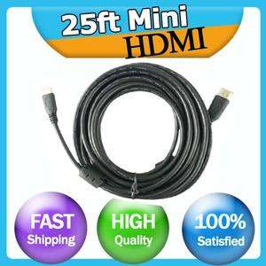 25ft Mini HDMI Cable for Canon VIXIA HF M31 R11 S20 HF20 M32 R20 S21 