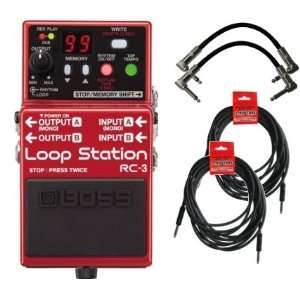  Boss RC 3 Loop Station Bundle w/4 Free Cables Musical 