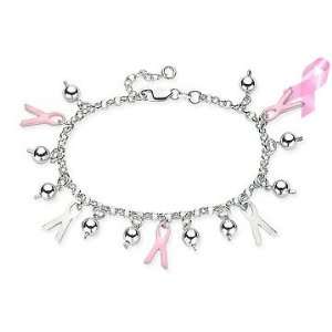   Awareness Bracelet with Pink Enamel design w/1inch extender Jewelry