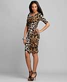    INC International Concepts Dress, Elbow Sleeve Ruched Leopard 