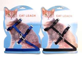 Black Blue Red Harness and Leash Lead For Cat Kitty Rabbit Ferret and 