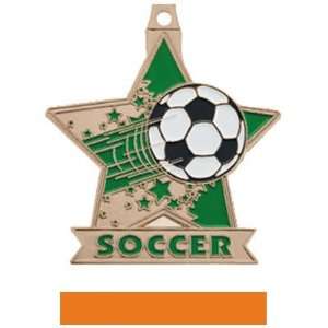   Star Custom Soccer Medal M 715S BRONZE MEDAL/ORANGE RIBBON 2.5 STAR